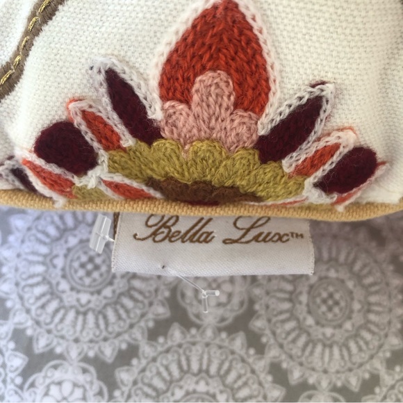 Bella Lux Embroidered Crewel Flower Decorative Pillow - Picture 5 of 8